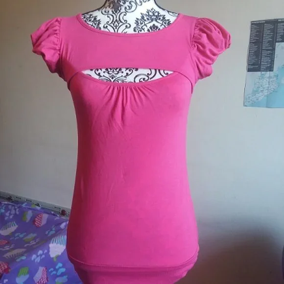 hot pink cut out long shirt - Picture 2 of 5